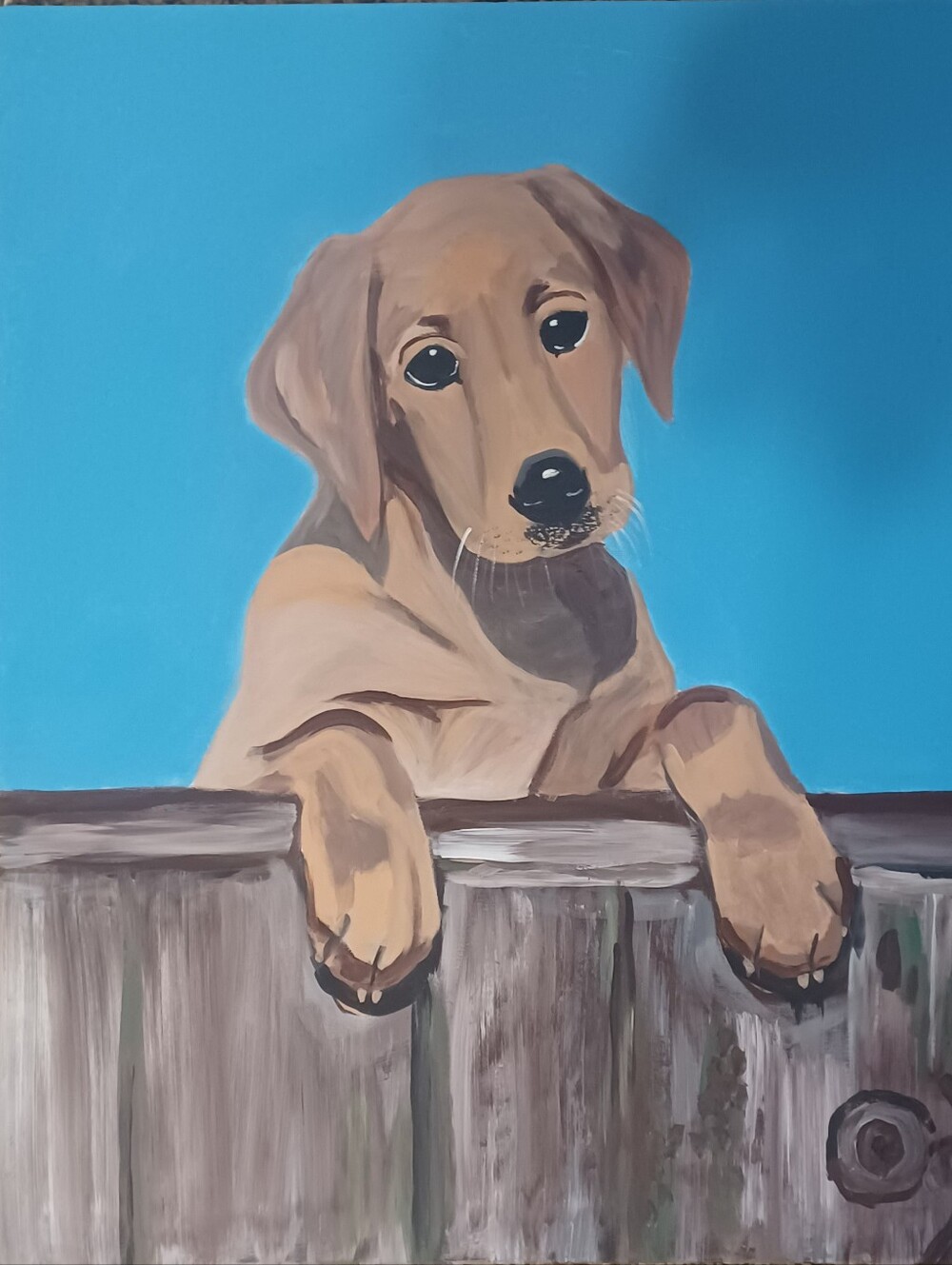 Original Acrylic Brown Dog Portrait Canvas